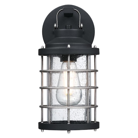 Westinghouse Fixture Wall Outdoor 60W Villa Barone Txtr, Black Indstrl Stl Clear Sd Glass 6122200